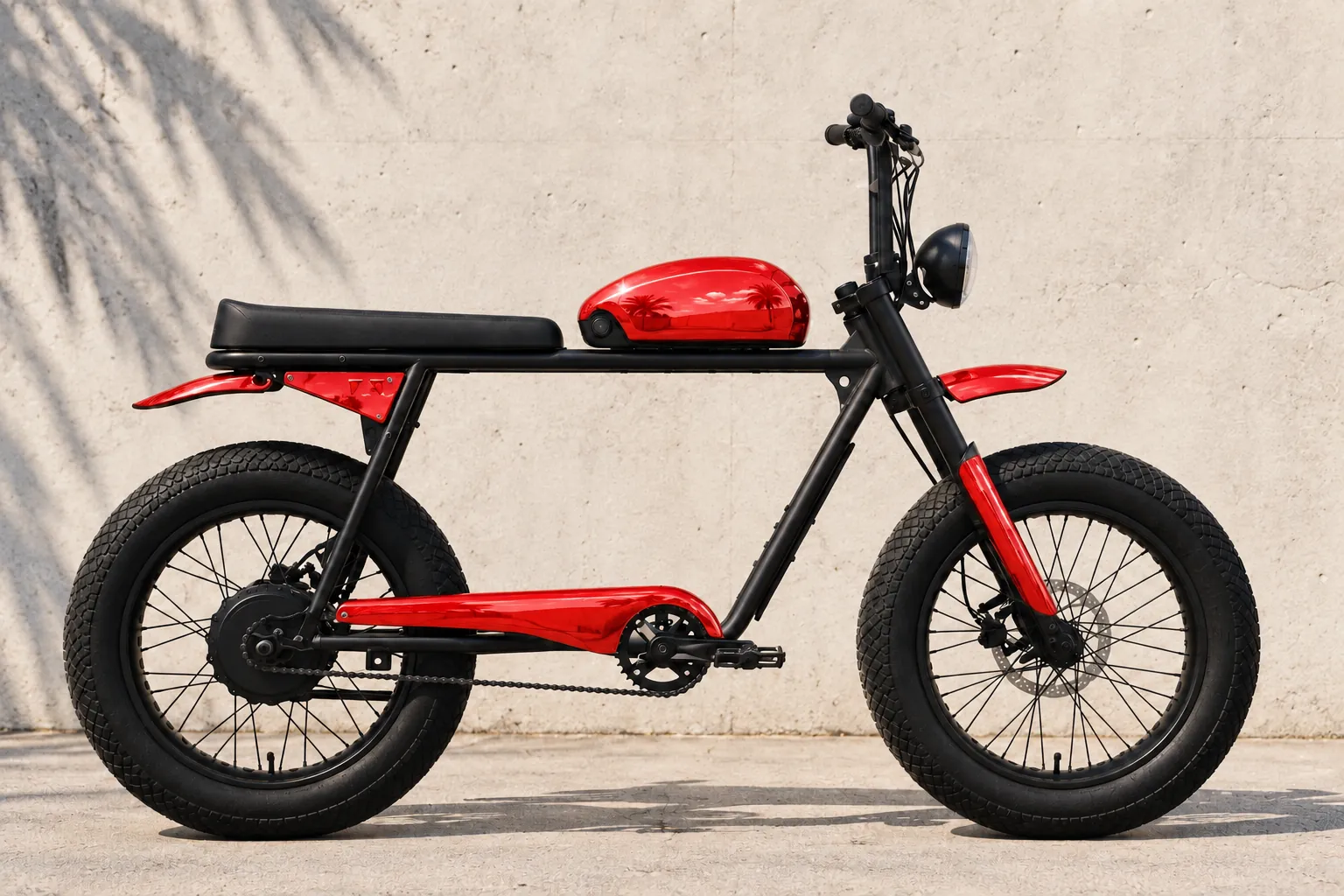 Red skin on a Super73 S2, side profile